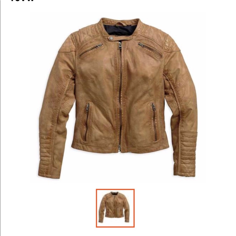 Harley Davidson Leather Jacket Tan Small